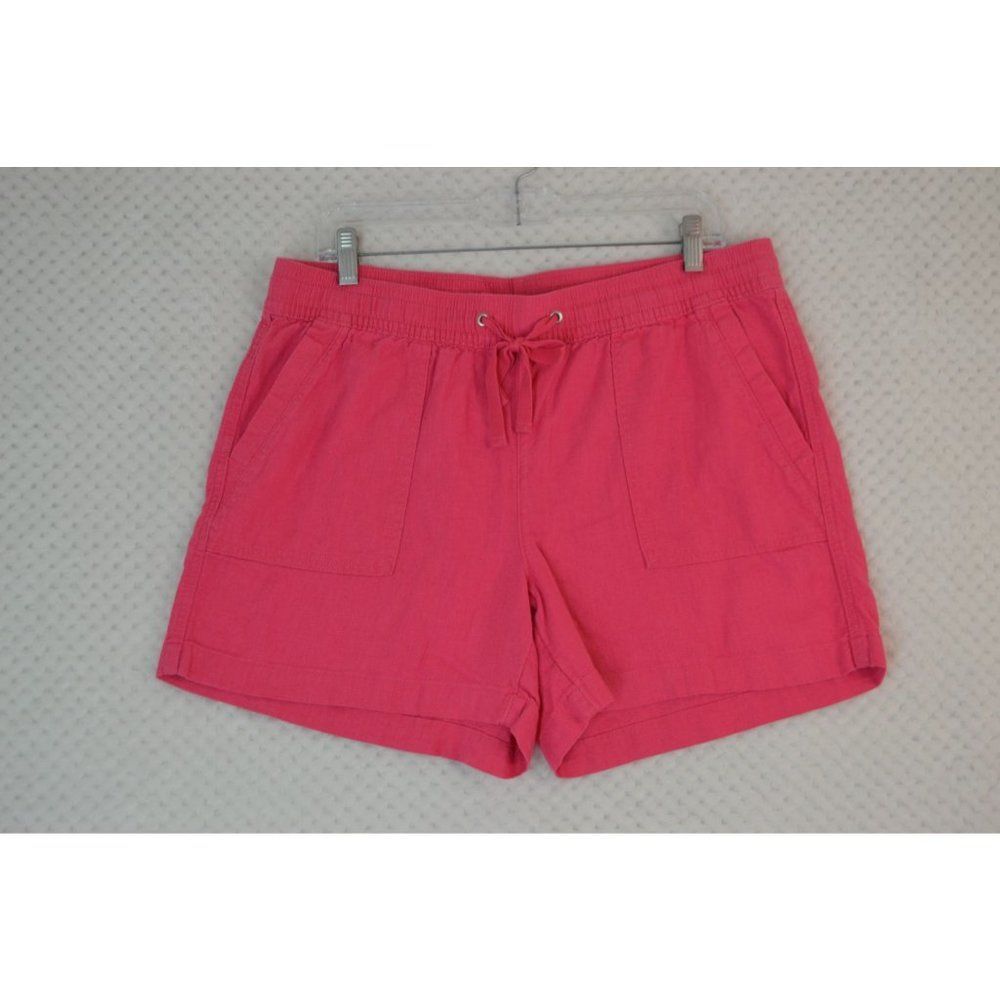 Nautica Women's Large Pink Linen Blend Drawstring Shorts
